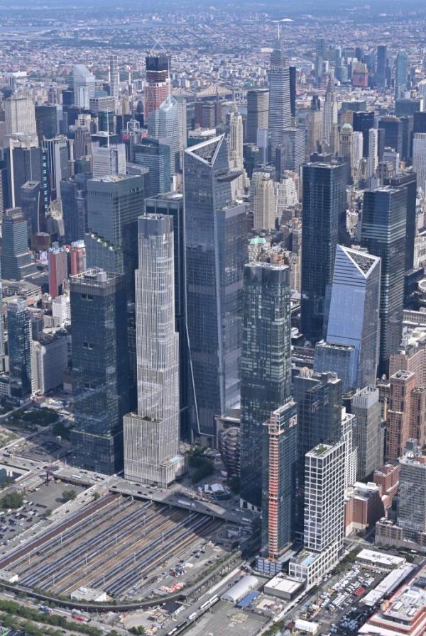 An aerial view of Hudson Yards